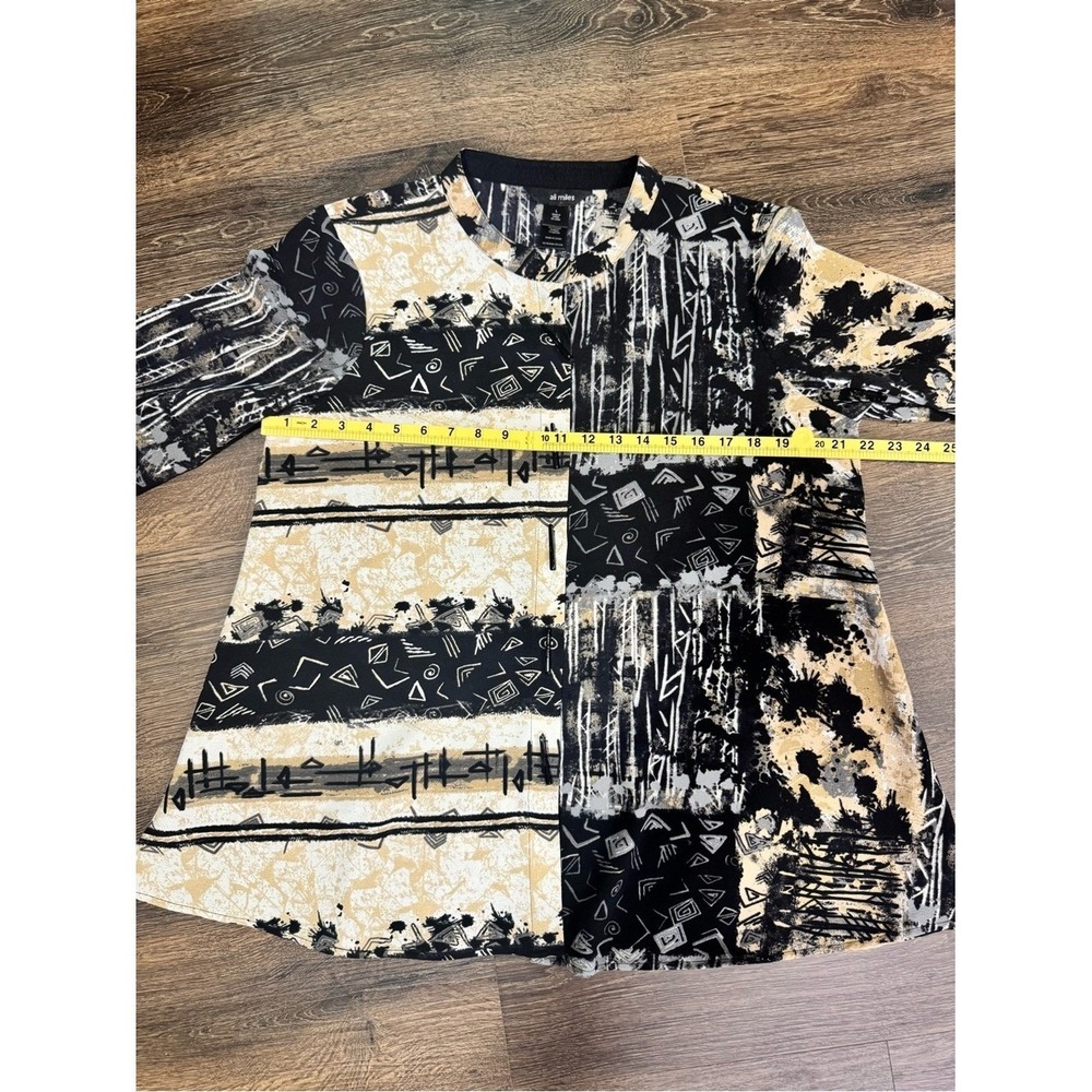 Ali Miles Womens Abstract Artsy Front Button Tunic Top‎ Sz L 3/4 Sleeve - Picture 9 of 12